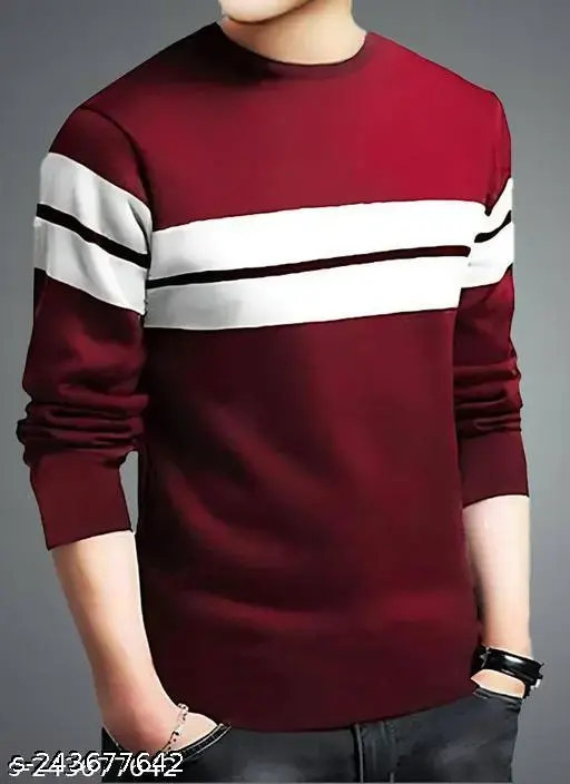 Full Sleeve T Shirt For Men maroon Color Round Neck T Shirt In Pure Cotton Blend